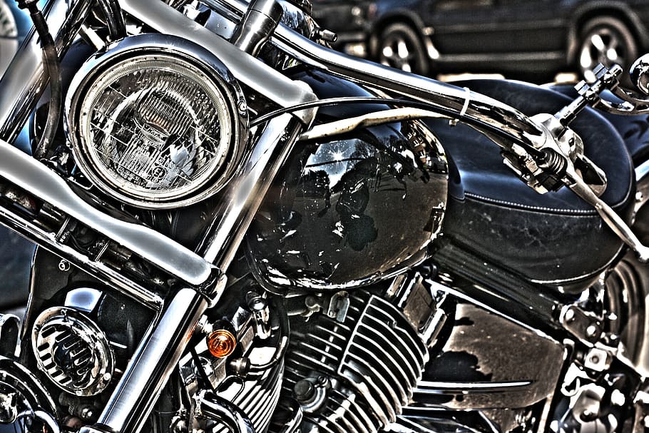 motorcycle, spotlight, chrome, krad, vehicle, machine, lamp HD wallpaper