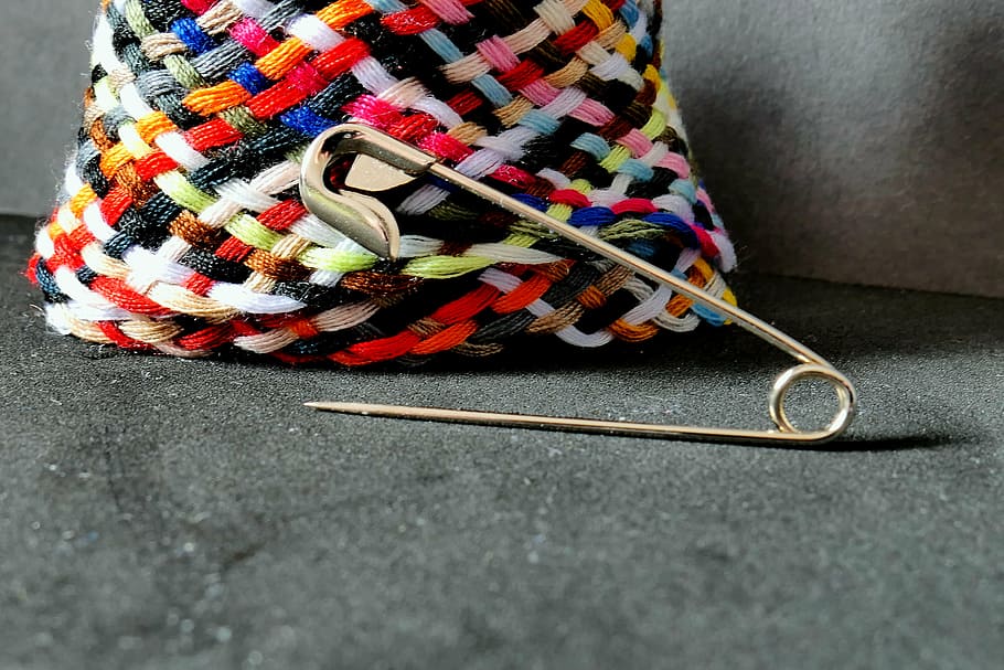 thread, yarn, sewing thread, safety pin, fabric, needle, colorful, HD wallpaper