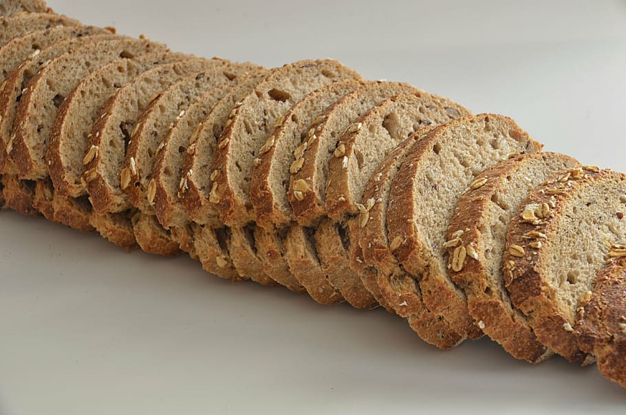 sliced bread with nuts, food, line, oat, meal, close-up, no people HD wallpaper