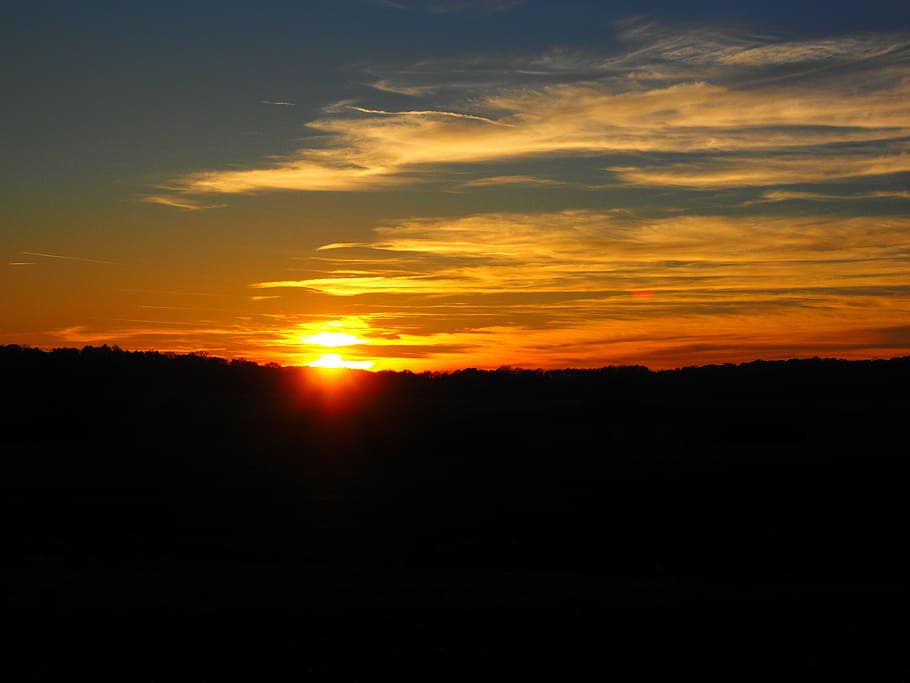 sunset, clouds, sky, abendstimmung, afterglow, evening sky HD wallpaper