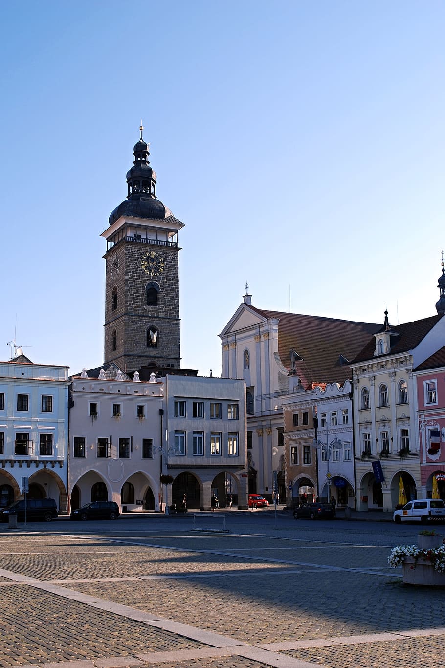 czech budejovice, black tower, south bohemia, square, architecture, HD wallpaper