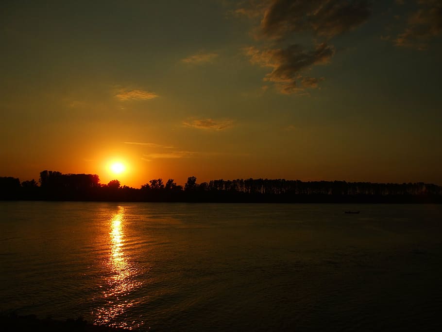 sunset, dusk, twilight, river, nature, sea, night, summer, sky HD wallpaper