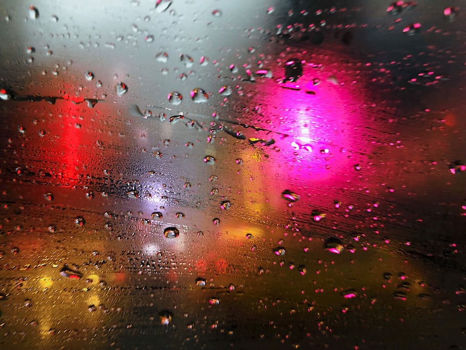 HD wallpaper: close-up photography of raindrops on glass, water ...