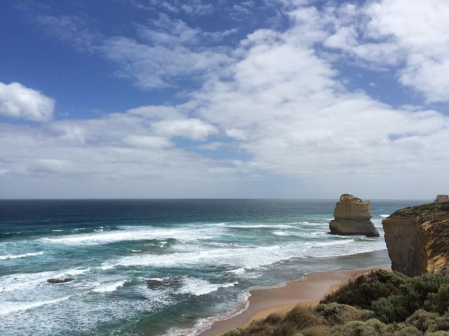 the sea, australia, the scenery, cloud, marine, sky, beach, HD wallpaper