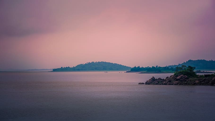 Sunset, Pink, Nature, Landscape, sky, sea, water, beach, horizon HD wallpaper