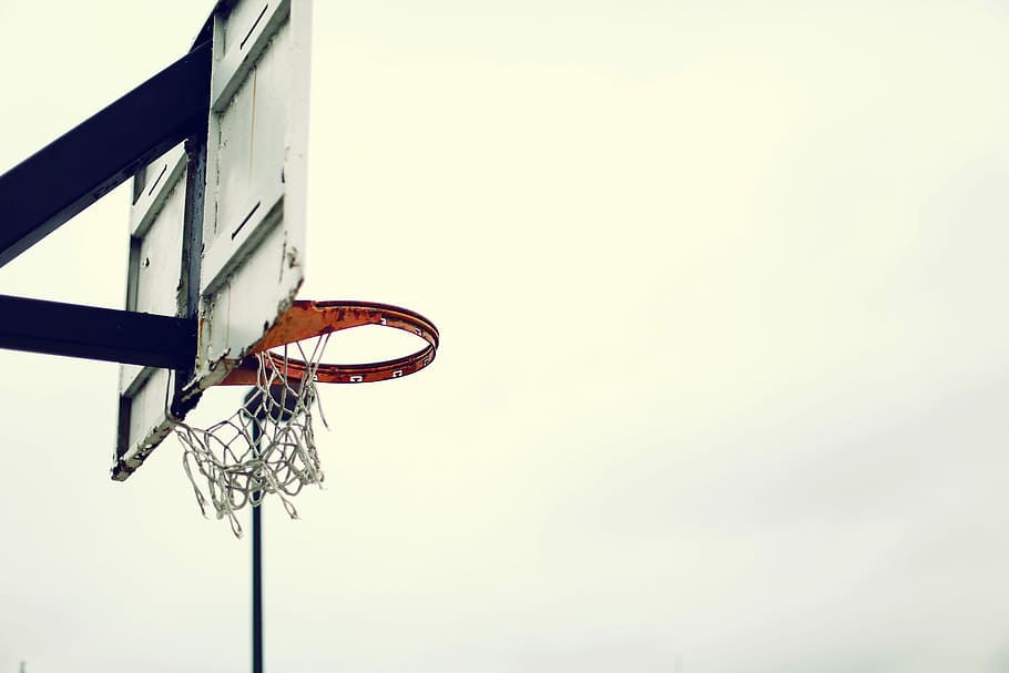 white and black basketball hoop during cloudy day, sport, basketball - Sport HD wallpaper