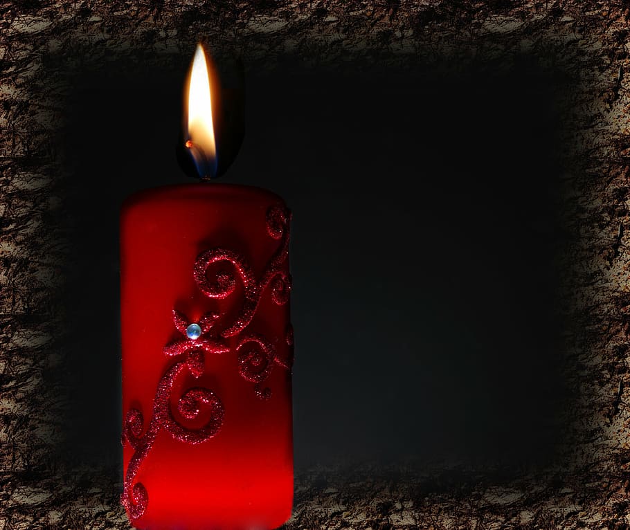 red pillar candle, light, bill, angel, black, old light, lighting HD wallpaper