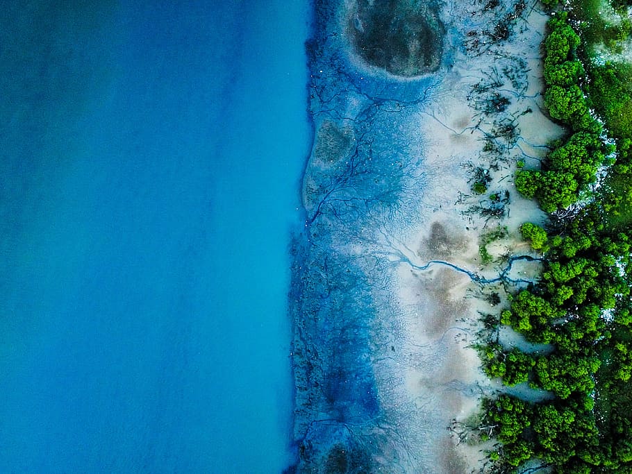 aerial view of sea, aerial photography of beach, pattern, water HD wallpaper