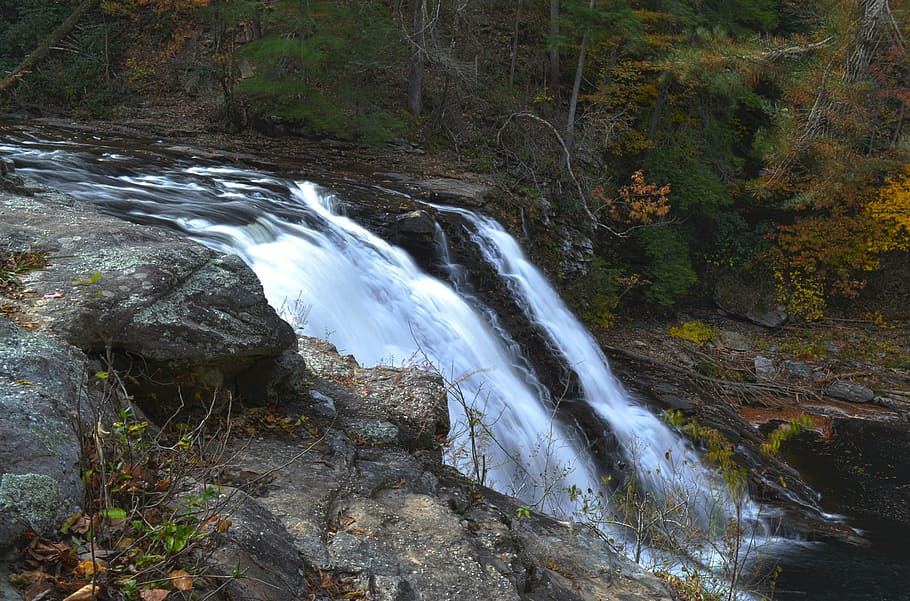 water, fall, creek, flowing water, long exposure, beauty in nature HD wallpaper