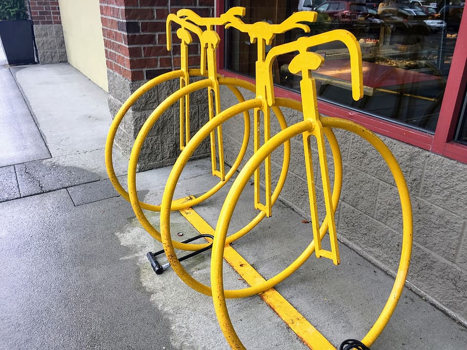 yellow bike rack