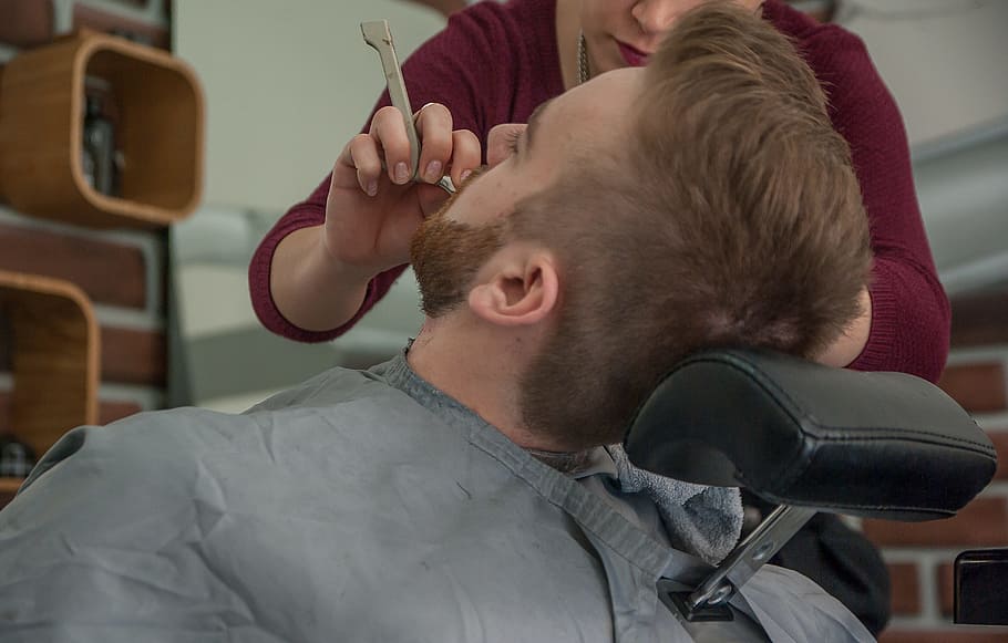 barber, shaving, beard, men, indoors, headshot, one person, HD wallpaper