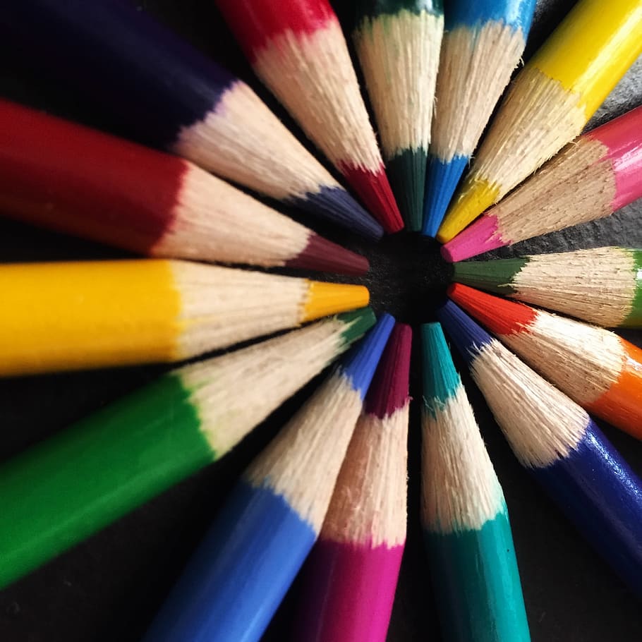art, creative, pencil, school, art materials, bright, color, color pencils, HD wallpaper