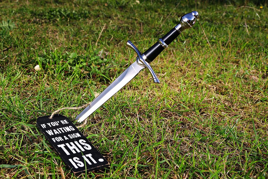 knife, characters, weapon, motto, symbol, dagger, grass, plant HD wallpaper