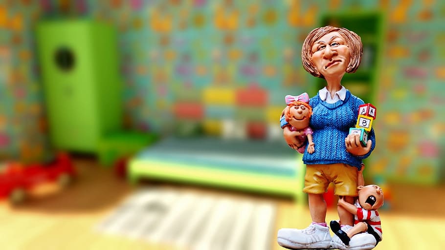 woman holding child ceramic table decor, baby-sitter, children educator, HD wallpaper