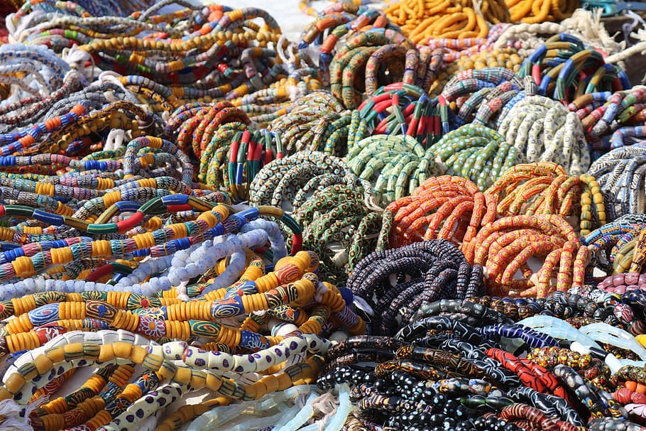 Beads, Pearl Necklace, Pearl Market, africa, ghana, jewellery, HD wallpaper