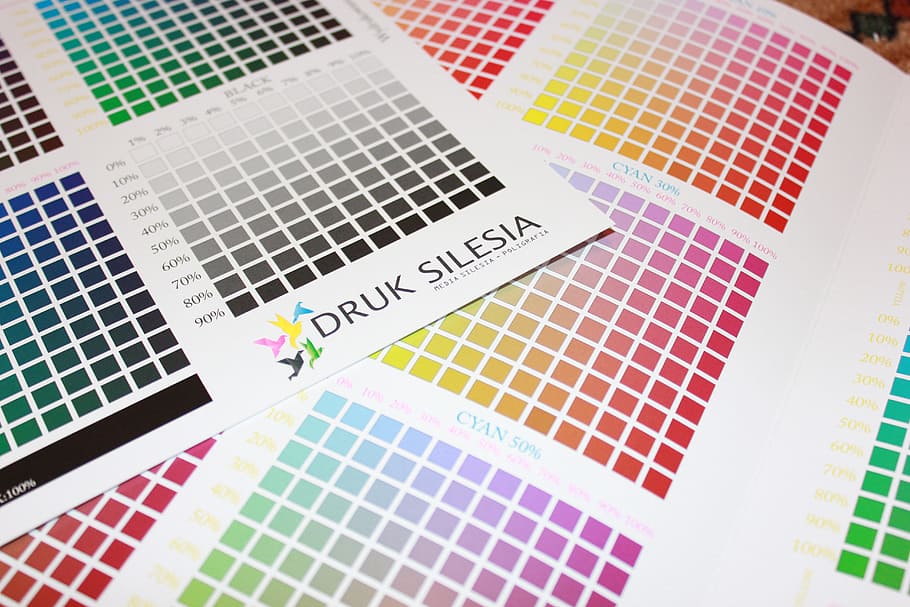 Druk Silesia paper, printing house, colors, samples, multi colored HD wallpaper