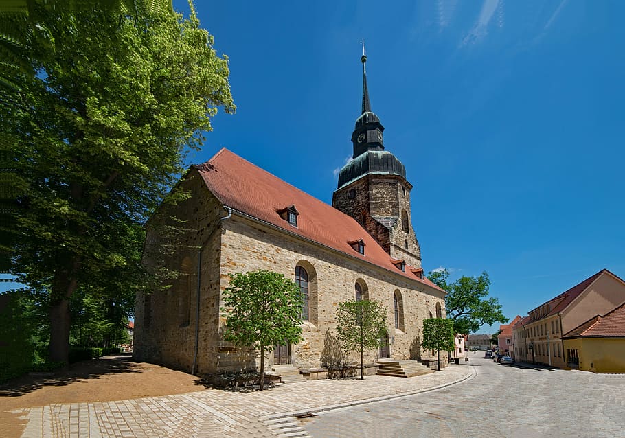 church, bad lauchstädt, goethe city, evangelical church, faith, HD wallpaper