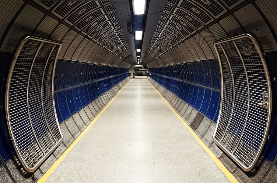 photo of blue and grey tunnel during daytime, corridor, underground, HD wallpaper