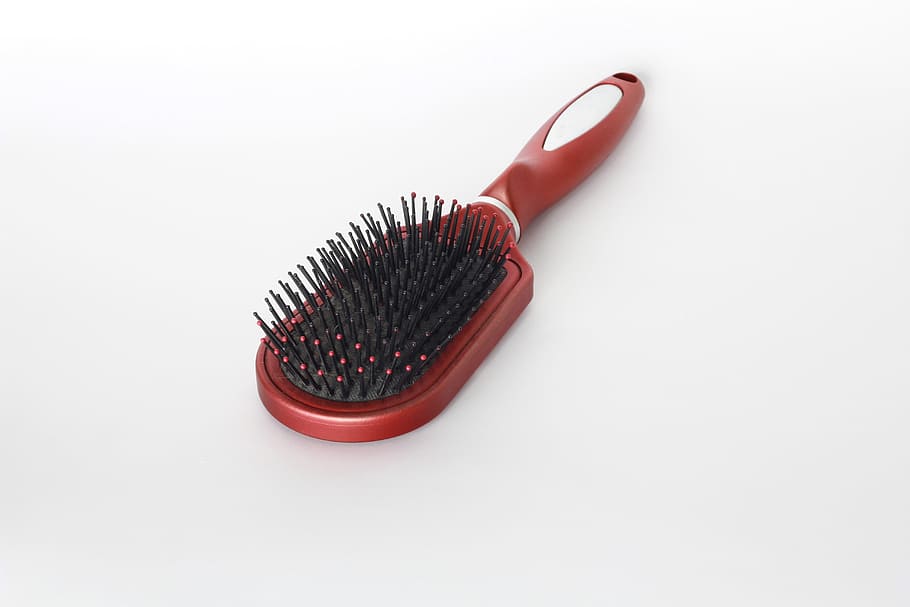 brown hair brush, Comb, Beauty, szczotks, beauty product, red, HD wallpaper
