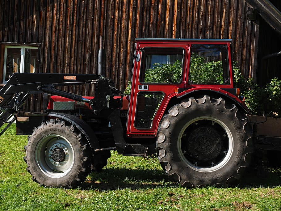 Tractor, Bulldog, Tractors, Front Loader, home, meadow, red, HD wallpaper