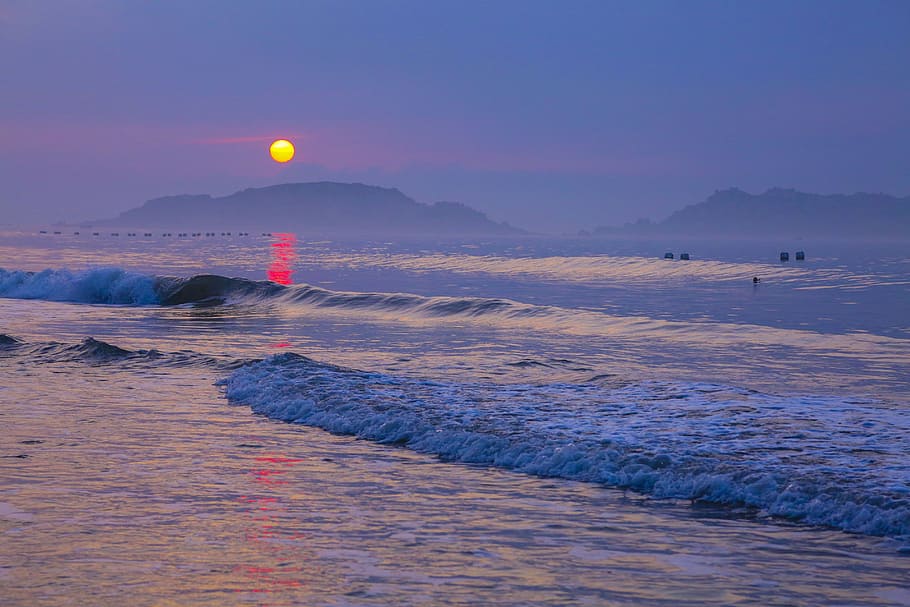 beach, sunrise, water, sky, sea, land, scenics - nature, beauty in nature HD wallpaper