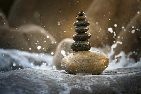 stack of pebble stones, balance, background, harmony, stacked HD wallpaper