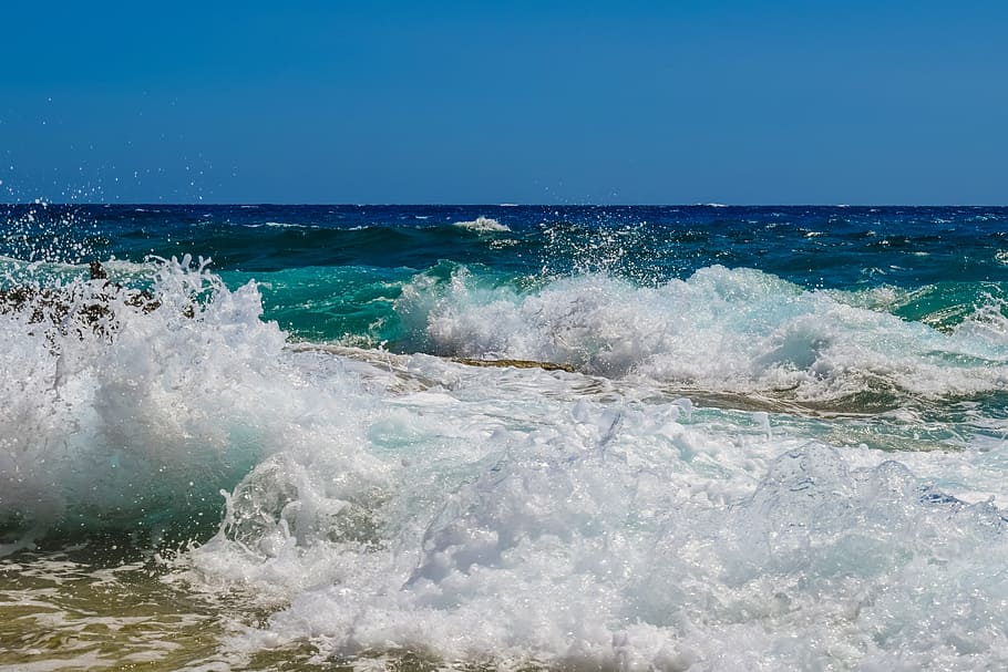 wave, water, liquid, spray, foam, sea, nature, wind, power HD wallpaper