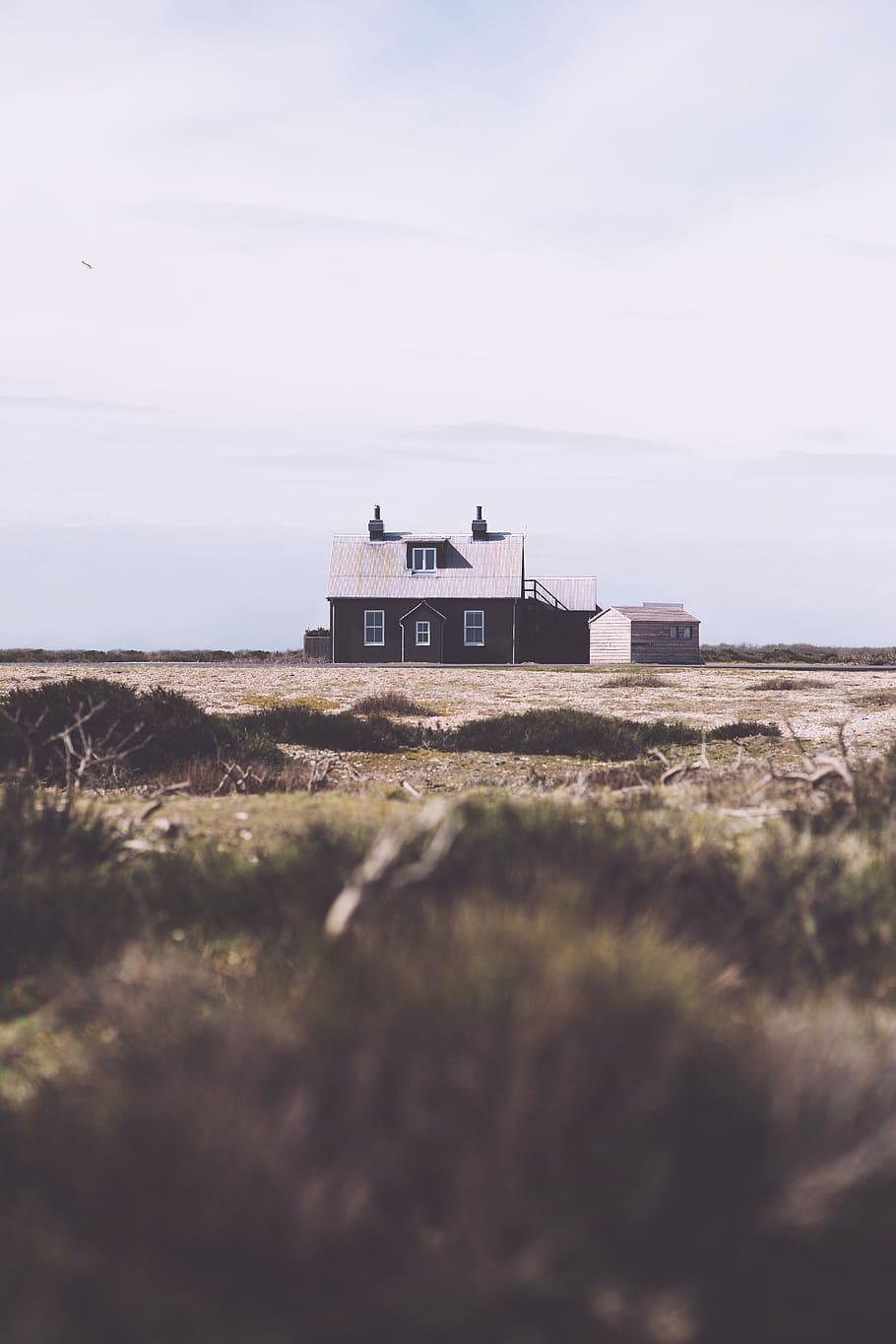white and black house near green field, selective focus photography of brown house HD wallpaper
