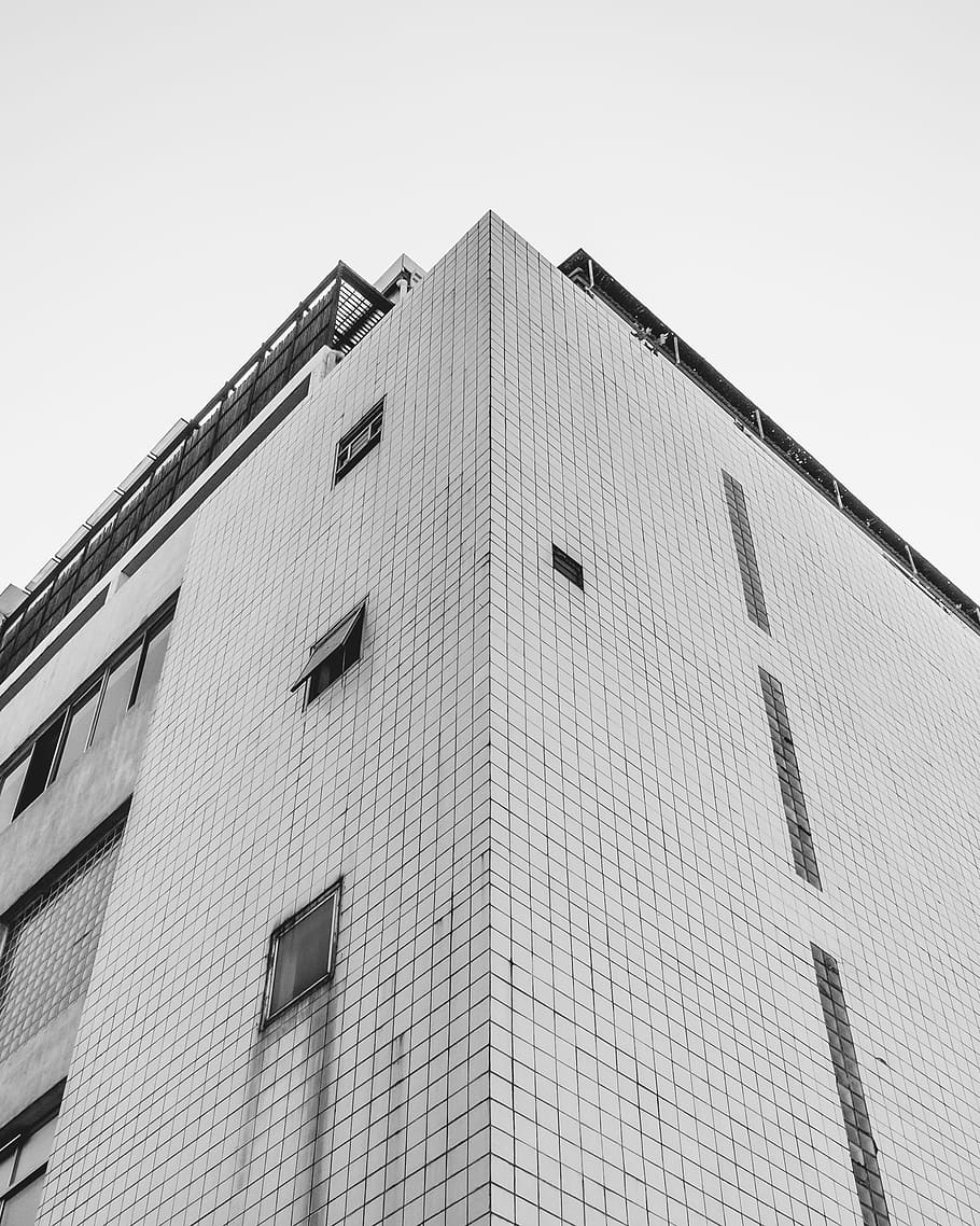 gray concrete building, tall white building, architecture, sky, HD wallpaper