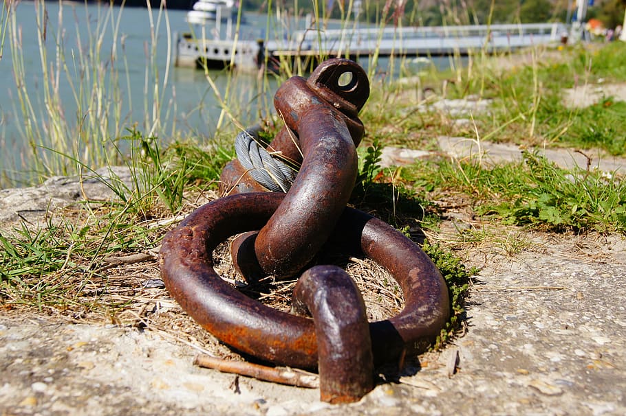 eyelet, metal, ring, stainless, ship, boot, pier, rope, water HD wallpaper