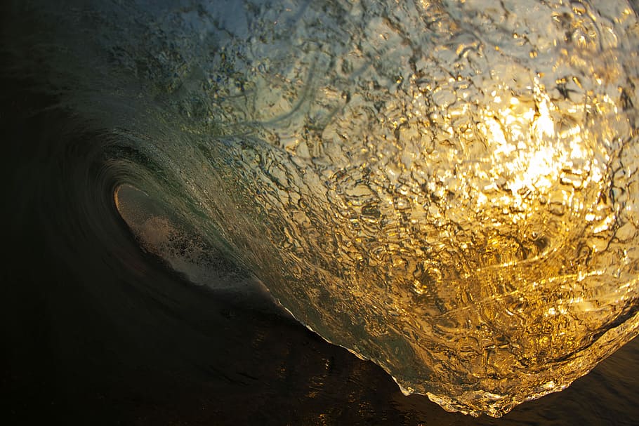 frozen water, surf, wave, sunlight, beach, no people, motion HD wallpaper