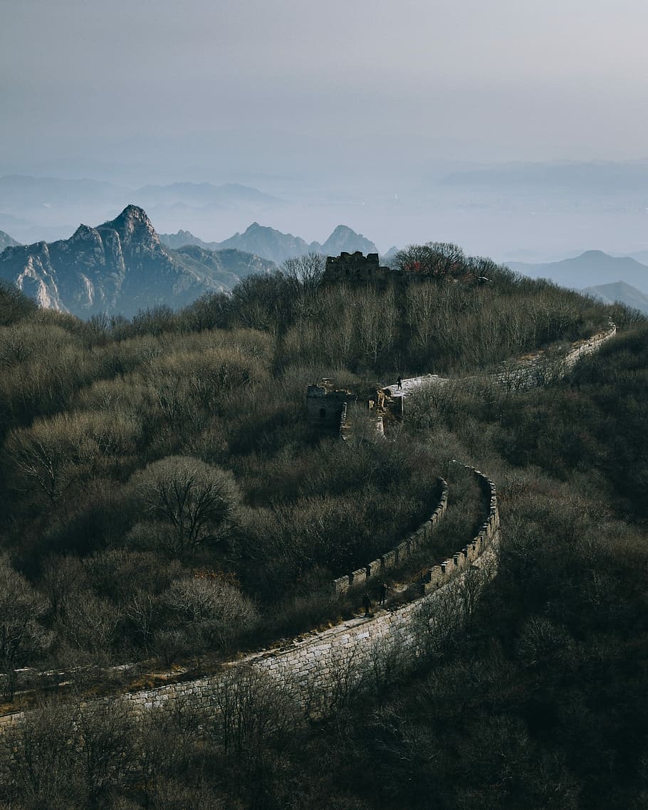 Great Wall of China, aerial photography of Great WAll of China HD wallpaper