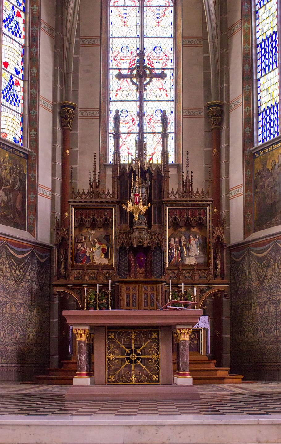 Architecture, Church, Altar, Vault, building, church window HD wallpaper