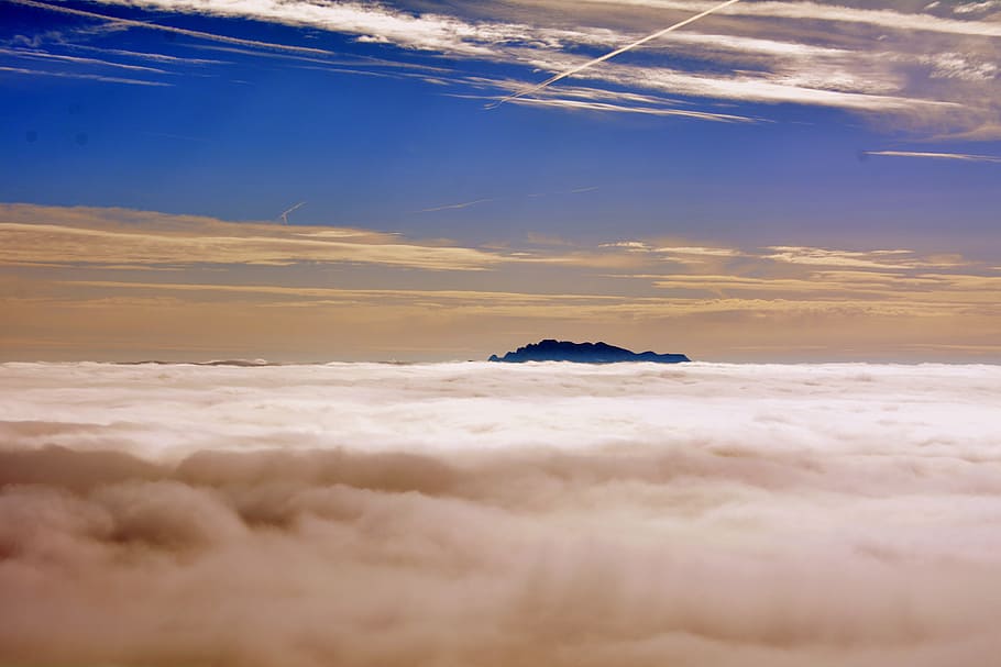 mountain, fog, clouds, baldo, trent, italy, above, cloud - sky HD wallpaper