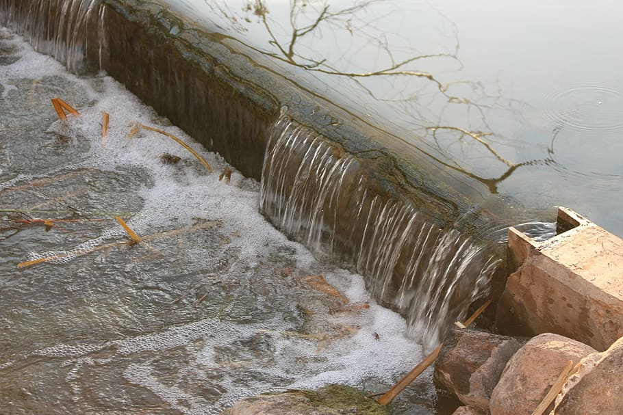 waterfall, river, nature, flowing water, motion, long exposure HD wallpaper