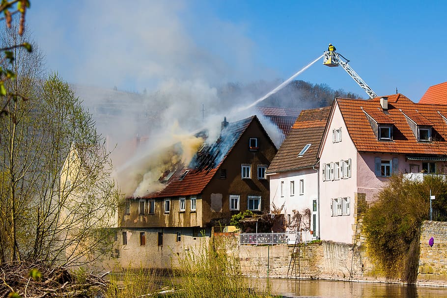 smoke, fire, brand, burn, flame, delete, alarm, architecture HD wallpaper