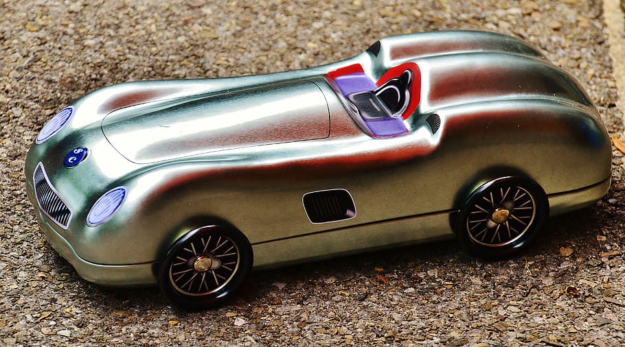 auto, silver, sheet, box, racing car, storage, cookie jar, tin can HD wallpaper