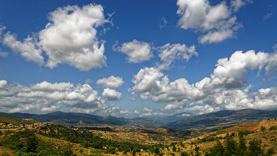 kabylie, algeria, africa, landscape, road, cloud - sky, scenics - nature, HD wallpaper