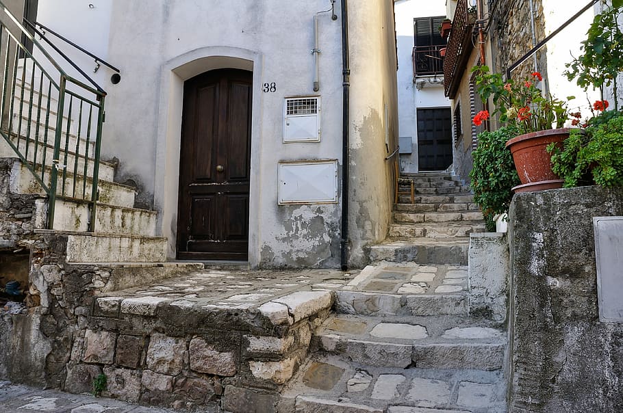 landscape, rustico, of italian stone stairs, architecture, built structure, HD wallpaper