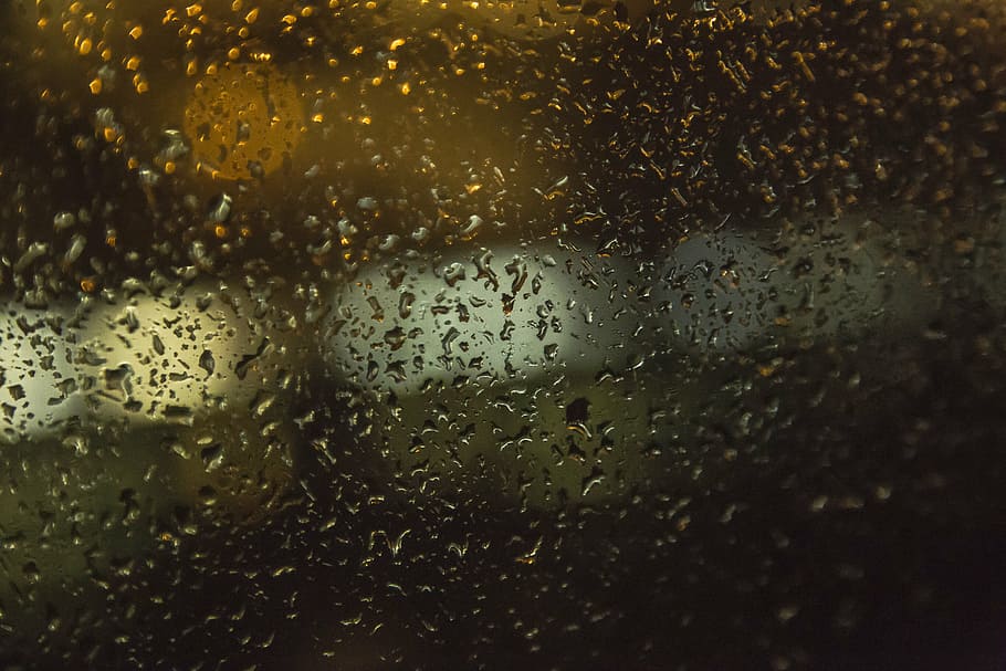 bokeh, window, rain, night, lights, drops, droplets, raindrop HD wallpaper