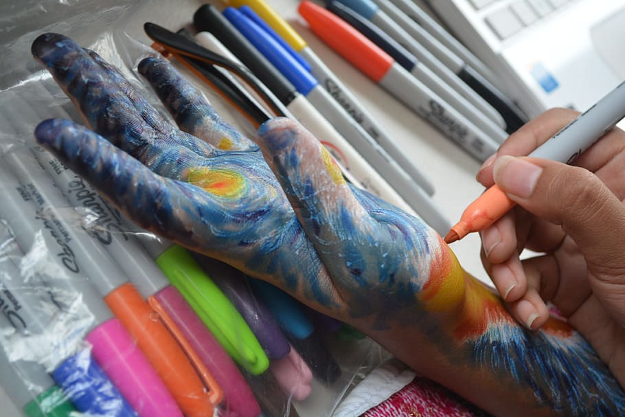 colors, painting, down, creative, stains, design, colorful HD wallpaper