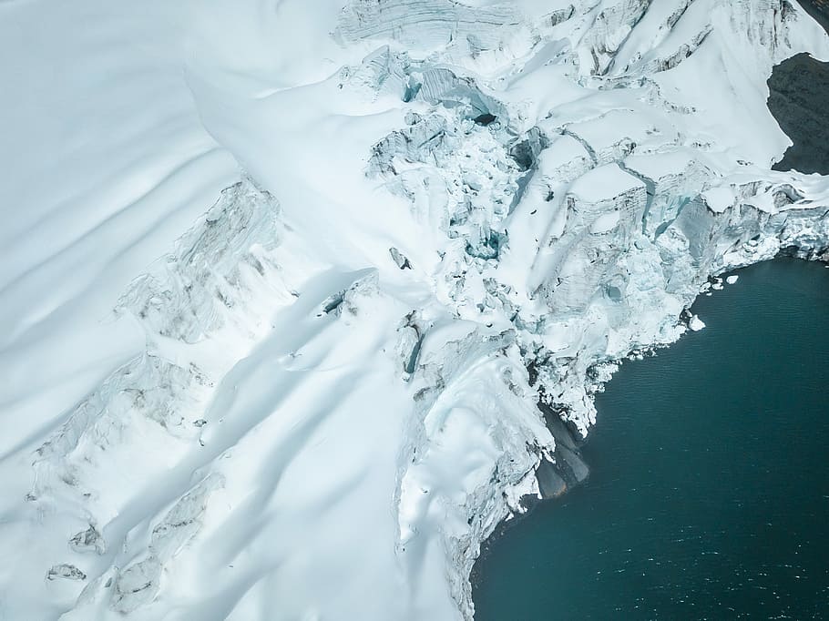 bird's eye view of iceberg, aerial photography of iceberg, defrost, HD wallpaper