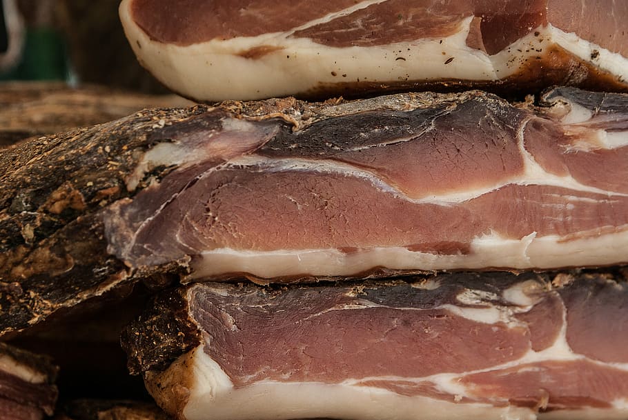 dried aged hams, delicatessen, pork, meat, butcher, market, food, HD wallpaper
