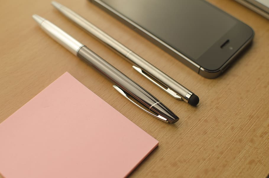 apple, technology, mac, sticky notes, pen, pink, iphone, black HD wallpaper