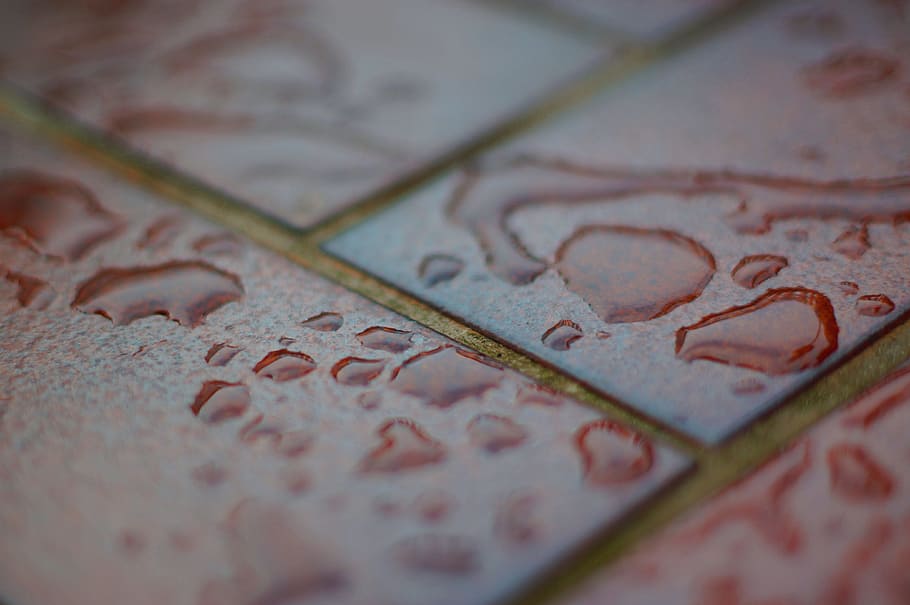 macro photo of water drop on tiles, Raindrop, Floor, Stone HD wallpaper