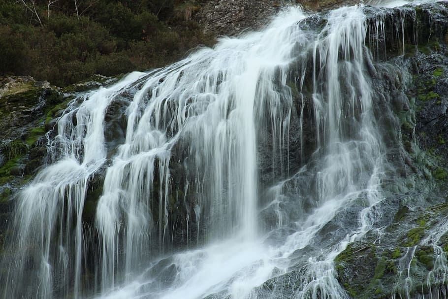 powerscourt, waterfall, wicklow, ireland, river, nature, stream, HD wallpaper