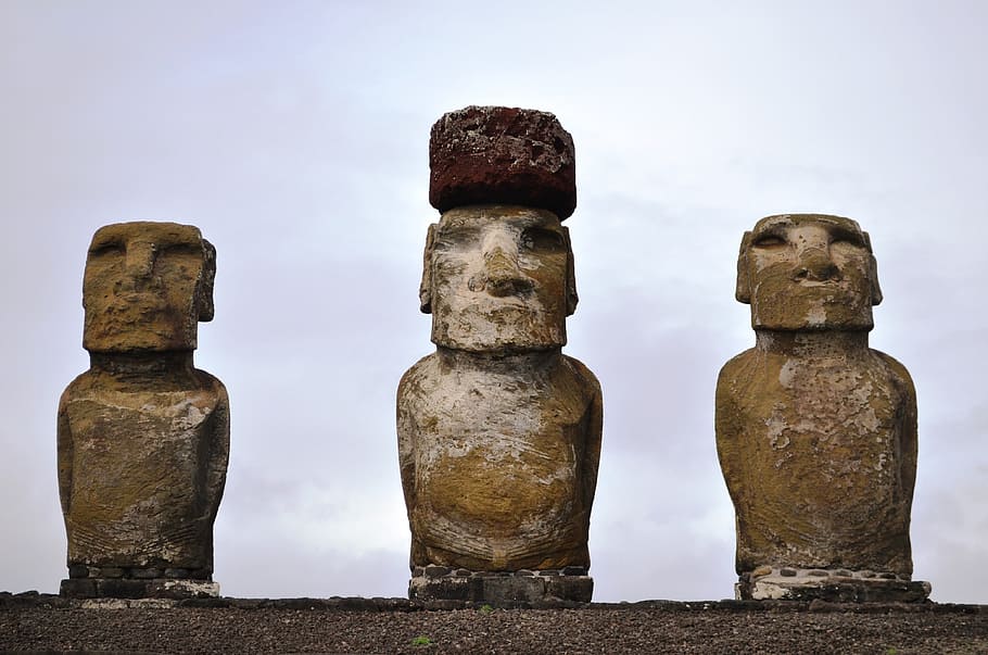 Rapa Nui, Chile, Moai, Statue, mohais, ancestors, old, rock, HD wallpaper