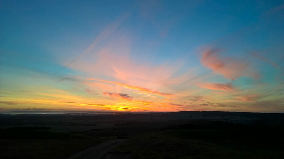 Sunset, Clouds, Sky, Landscape, Horizon, evening, dusk, nature HD wallpaper