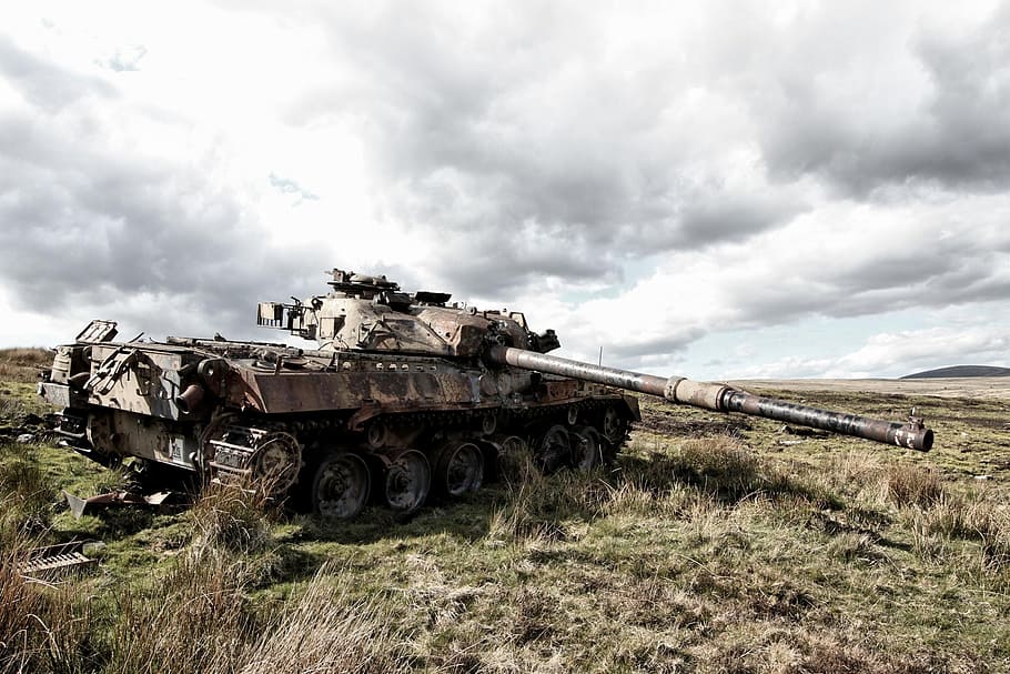 brown battle tank on mountain, military, war, derelict, abandoned