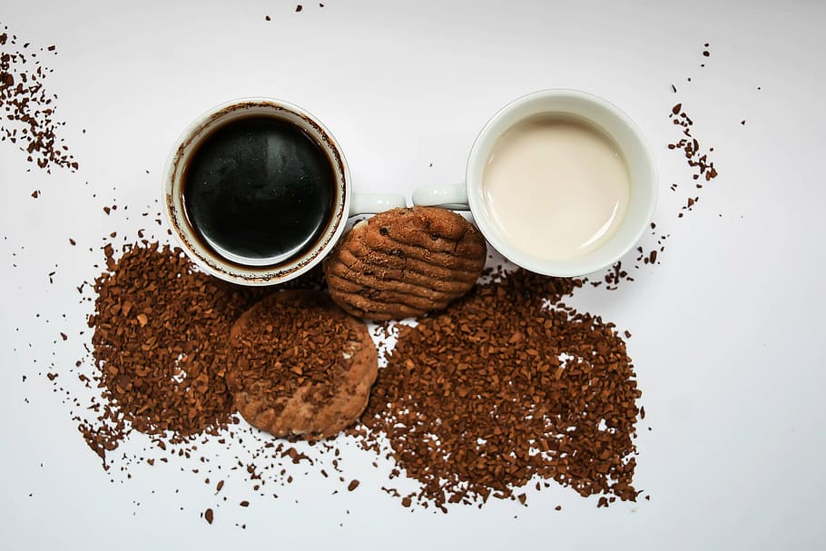 coffee with biscuits, coffee and biscuits, food, brown, cup HD wallpaper